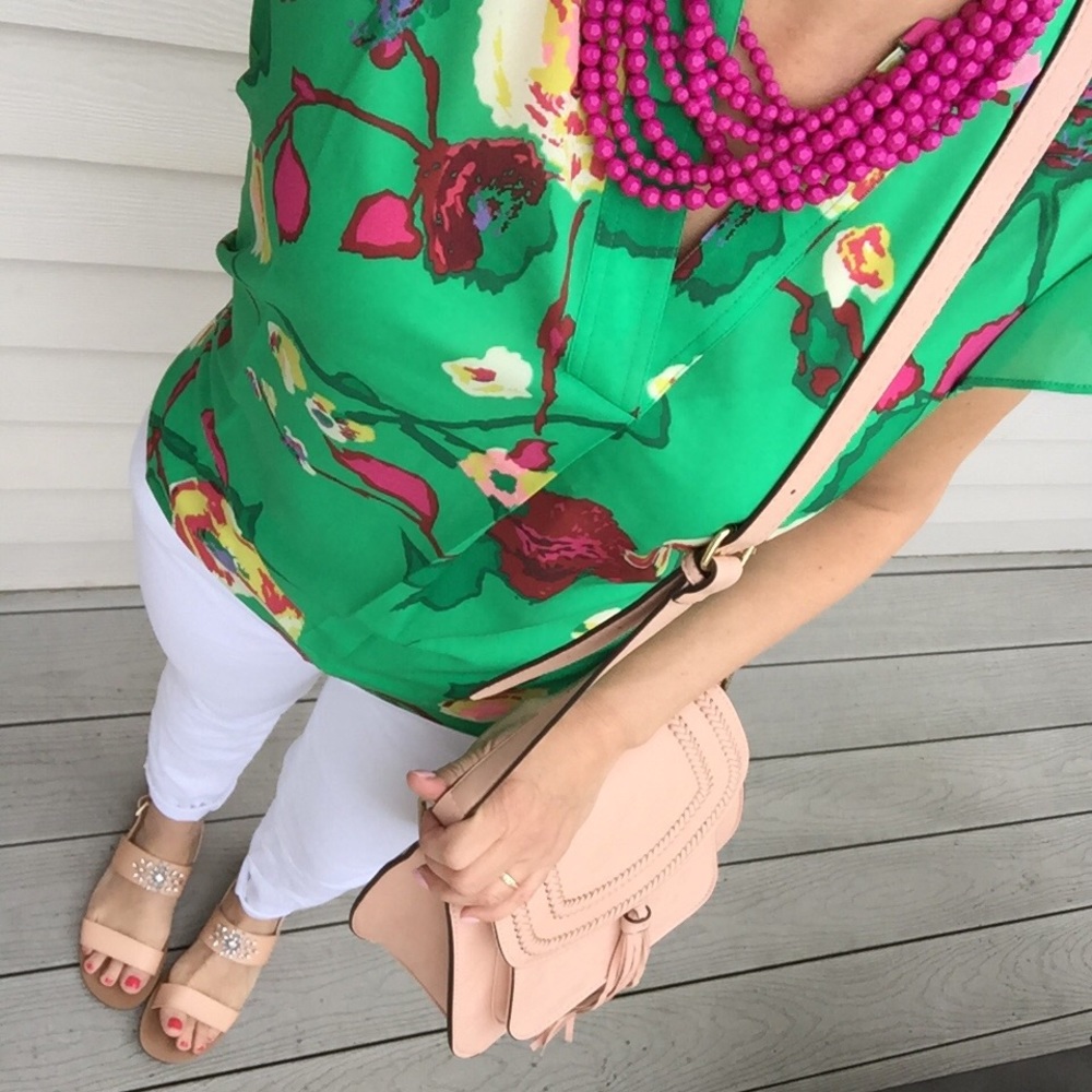 J Crew Factory Floral Flutter Sleeve Blouse Sz 4